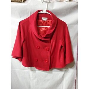 Van Heusen Women Cropped Wool Blend Jacket Stole Christmas Holidays Sz S